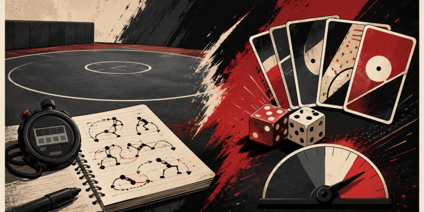 Ring d’entraînement, séquence de mouvements et repères de sécurité avec des icônes de jeu très secondaires.